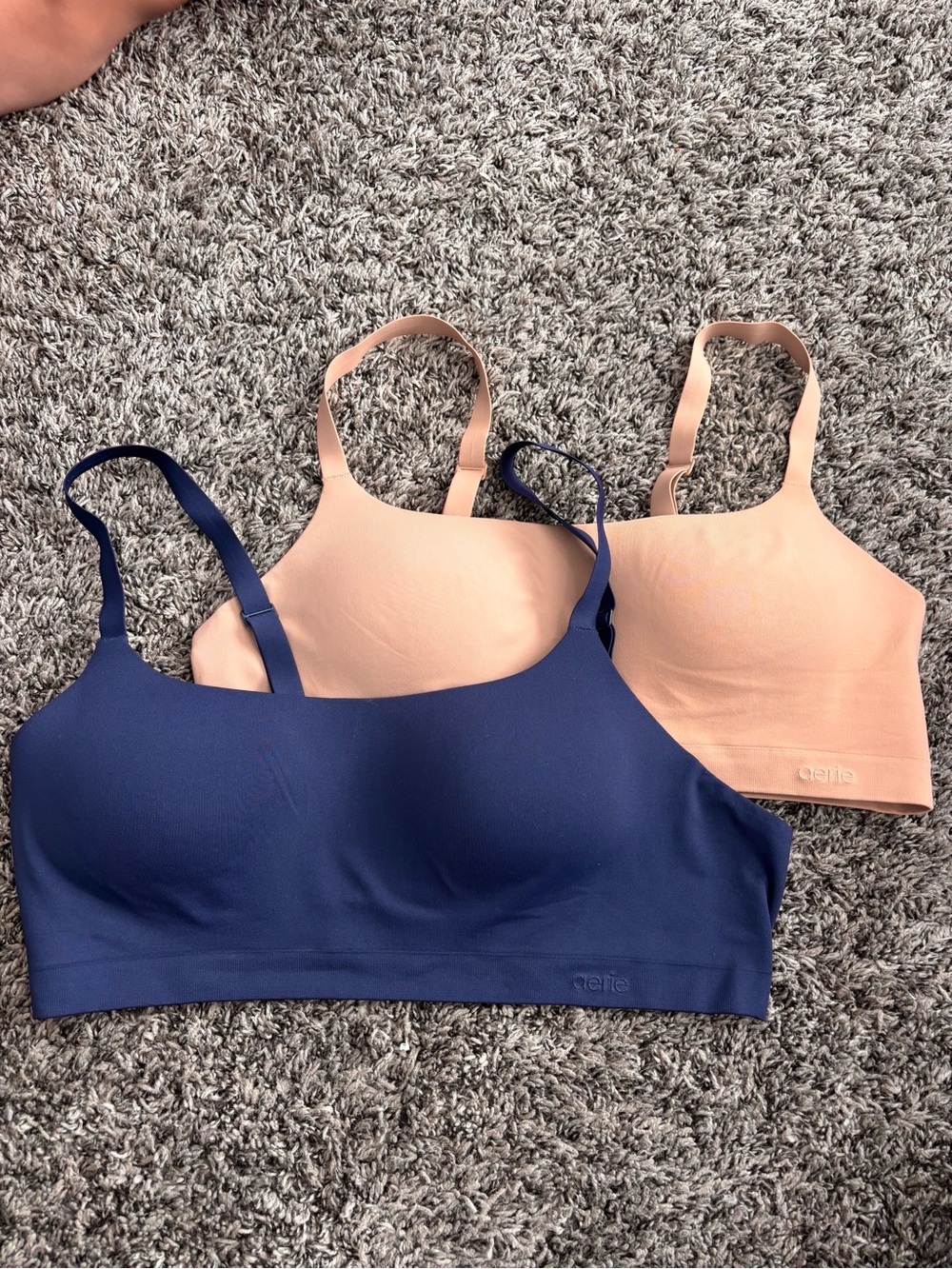 Lot of 2 Aerie Smoothez Wireless Bralettes Size Small Navy Blue Nude